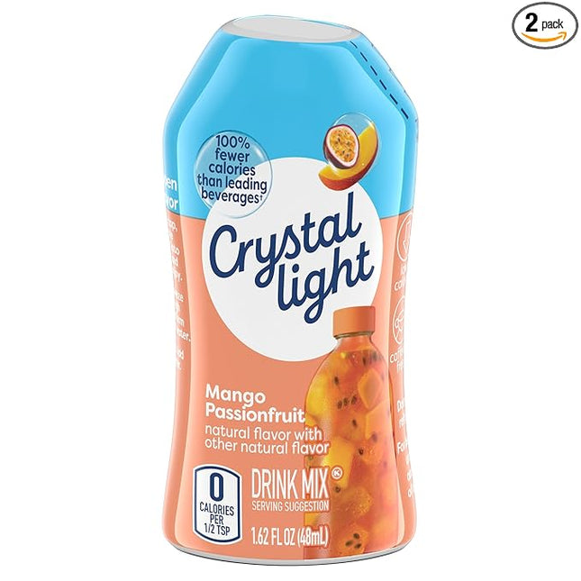 2 pack Crystal Light Mango Passionfruit Liquid Drink Mix 48 servings (1.62 fl oz x 2 = 3.24 oz)