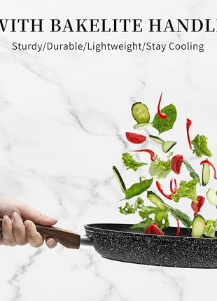 Innwewell 11 inch Nonstick Frying Pan, Non Stick Frying Pan Large Skillet Pan Omelette chef's Pan, Induction Compatible, No Toxic & PFOA Free, Black