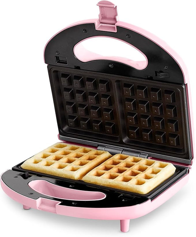 GreenLife Electric Waffle Sandwich Maker, Toaster, Panini Press with Healthy Ceramic Nonstick Plates, Perfect for Tuna Melts, Crispy Rice, Grilled Cheese, LED Indicator Light, PFAS-Free, Pink