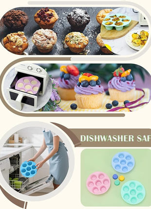 Silicone Egg Bite Molds, 3 Pack Silicone Muffin Pans for Air Fryer, Non-Stick 7 Cups Air Fryer Muffin Pan for Baking Egg Bite, Cupcake, Tart, Bread