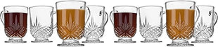 Godinger Coffee Mugs, Tea or Hot Water Glass Cups - Dublin Collection, Set of 4, 10 fluid ounces (Pack of 2)
