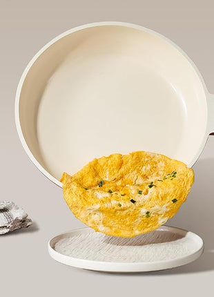 CAROTE 14 Pcs Ceramic Cookware Set, Pots and Pans Set Non Stick with Ceramic Coating, Induction Kitchen Sets, Red