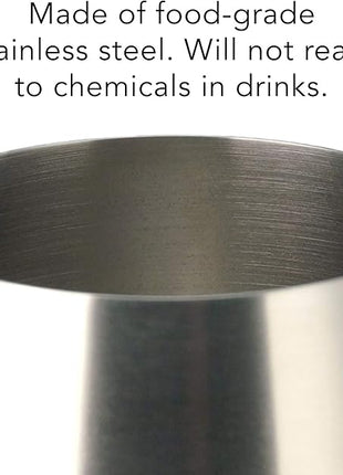 PG Set of 4 Stainless Steel Wine Glass - 18.5oz Silver Brush Finished Wine Glasses - Unbreakable Wine Glasses - Stem Metal Wine Goblets