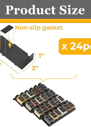Famhap Spice Drawer Organizer, 24PCS Interlocking Expandable Seasoning Rack Tray Insert for Kitchen Drawers, Spice Rack Drawer for Spice Jars