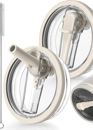 30oz Leak Proof Lid for Stanley Quencher H2.0 Tumbler, Flip Straw Lid Replacement 30 oz Tumbler No Spill Cover Top for Stanley Protour Stanley Cup Accessories, 2 Pack(Cream,Cream)