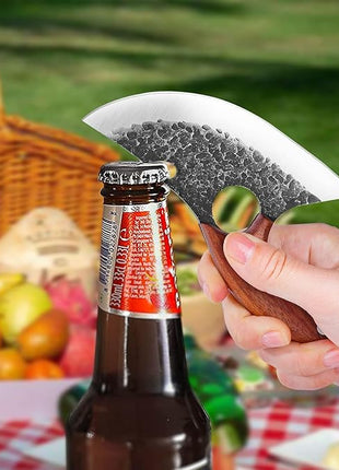 Huusk Knives, Viking Boning Knife for Meat Cutting, Small Ulu knives, Caveman Ultimo Knives Hand Forged Full Tang Knives for Kitchen or Camping Christmas Gift