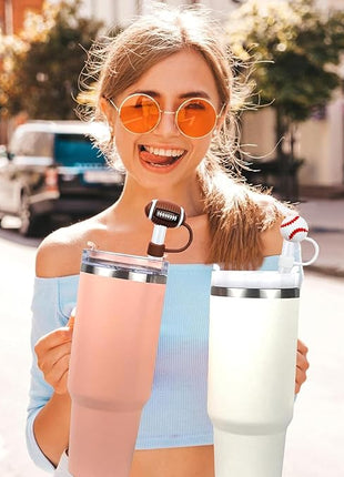 4Pc Straw Cover for Stanley Cup, Silicone Straw Topper for Stanley Cup 30&40oz with Tumblers, 10mm 0.4in Lid Accessories (Reusable)