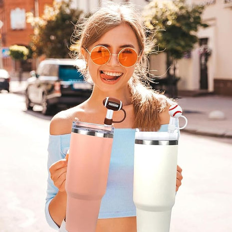 4Pc Straw Cover for Stanley Cup, Silicone Straw Topper for Stanley Cup 30&40oz with Tumblers, 10mm 0.4in Lid Accessories (Reusable)