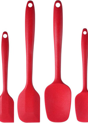 MaxDare Silicone Spatulas and Spoon Set, One-Piece Design Heat Resistant Dishwasher Safe Kitchen Utensil for Baking Cooking Stirring, Non Stick BPA-Free Food Grade Rubber, Set of 6, Red