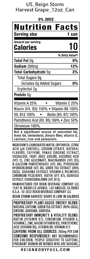 REIGN Storm, Harvest Grape, Fitness & Wellness Energy Drink, 12 Fl Oz | Pack of 12