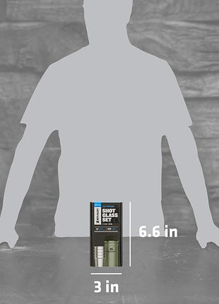 STANLEY Adventure Pre-Party Nesting Shot Glass Set | 4 Shot Glasses in Travel Carrying Case | 2 oz Stainless Steel Shooters | BPA-Free | Hammertone Green