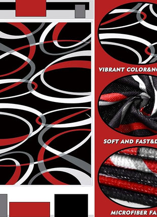 Boyiee Set of 6 Red Black Grey White Kitchen Towels Modern Geometric Dish Hand Towels 24 x 16 Inches Gifts Decorative Tea Cloth Gifts for Farmhouse Kitchen Bathroom Decorations