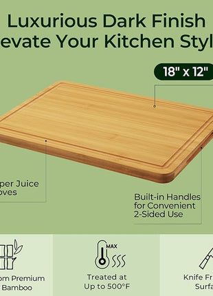 Kitchen Essentials Natural Bamboo Cutting Board XL With Durable, Knife-Friendly Surface & Deep Juice Groove – Perfect For BBQ(Pre Oiled, Natural)