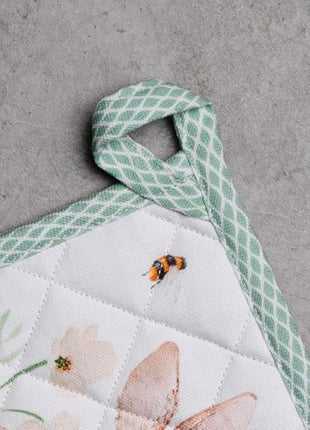 Maison d' Hermine Pot Holders 100% Cotton Heat Resistant Potholders 8" x 8" Hot Pads with Loop BBQ, Cooking, Baking, Grilling, Kitchen, Handling Hot Pans Spring/Summer (Pack of 1, Easter Dew)