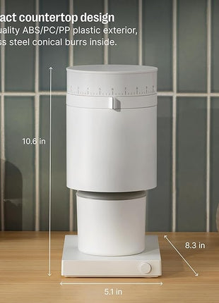 Fellow Opus Conical Burr Coffee Grinder - Espresso Grinder with 41 Settings for Espresso, Drip, French Press, & Cold Brew - Matte White