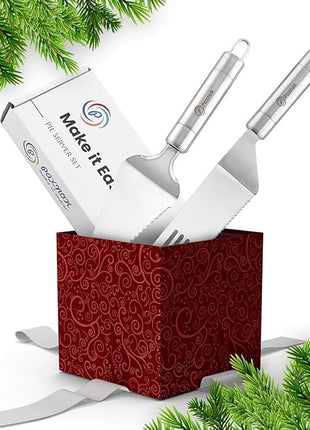 Pie Server Spatula and Cake Cutter Slicer, Stainless Steel Set - Kitchen Essentials for Cutting & Serving Desserts, Brownies, Lasagna