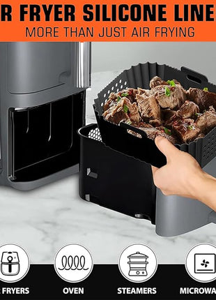 2 Pack Air Fryer Silicone Liners, Suitable with Ninja SL400 SL401 AF300 AF400 and 8/9/10QT Double Basket Air Fryer Liners,Heat Resistant Easy Cleaning Air Fryers Oven Accessories,black