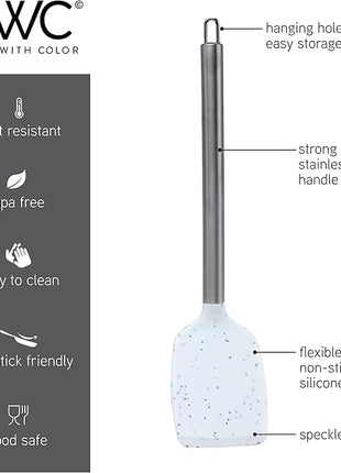 COOK WITH COLOR Silicone Cooking Utensils, Kitchen Utensil Set, Easy to Clean Silicone Kitchen Utensils, Cooking Utensils for Nonstick Cookware, Kitchen Gadgets Set, 5 Pieces, Speckled White