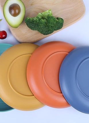 LuckyZone 7.8 Inches Unbreakable Wheat Straw Plates - Reusable Plate Dinner Set - Dishwasher & Microwave Safe - Healthy, BPA Free & Eco-Friendly (7.8 Inches/6 Color_H)