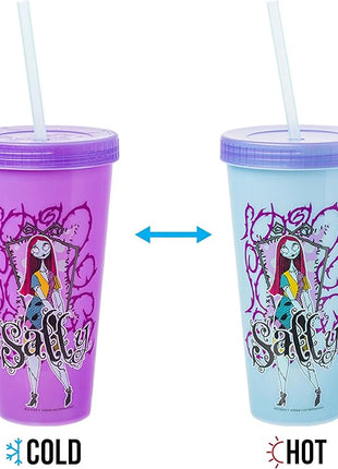 Silver Buffalo Disney Nightmare Before Christmas Character Grid 4 Pack Color Change Plastic Tumbler, 24 Ounces