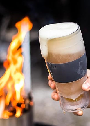 Host Freeze Beer Glasses, Frozen Beer Mugs, Freezable Pint Glass Set, Insulated Beer Glass to Keep Your Drinks Cold, Double Walled Insulated, 16oz, Grey