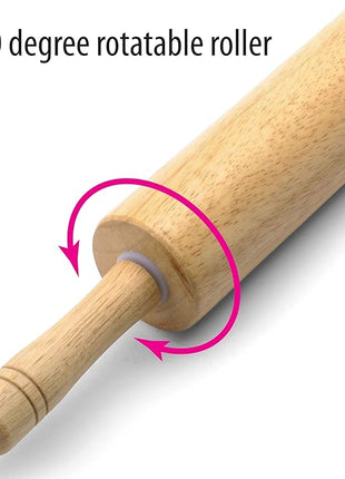 FARBERWARE Classic Wood Rolling Pin, 18-Inch Hardwood Dough Roller for Baking Pizza, Pies, Pastry and Cookies, Ergonomic Handles, Kitchen Essential