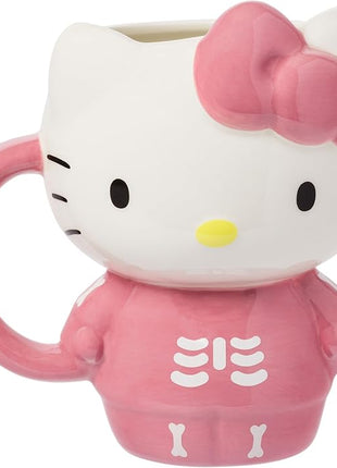 Silver Buffalo Sanrio Hello Kitty Halloween Spooky Pink Skeleton Costume Ceramic 3D Sculpted Mug, 20 Ounces