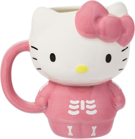 Silver Buffalo Sanrio Hello Kitty Halloween Spooky Pink Skeleton Costume Ceramic 3D Sculpted Mug, 20 Ounces