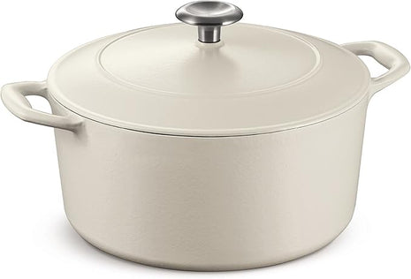 Tramontina Bestow Enameled Cast Iron Dutch Oven Pot with Lid, Round 5.5-quart, Matte White