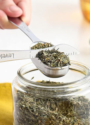 Spring Chef Stainless Steel Measuring Spoons Set of 7 with Leveler, Rectangular Metal Teaspoon & Tablespoon Measuring Spoons for Dry & Liquid Ingredients - Nesting Kitchen Gadgets For Baking & Cooking