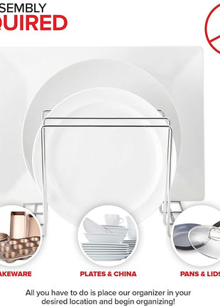 Stock Your Home Chrome (2 Pack) Steel Baking Pan Organizer Rack for Cabinet or Counter, Holder for Kitchen Cutting Boards, Pot Lids, or Cookie Sheets - Rust Proof Wire, Drying Storage