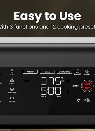 Chefman 12-Quart 6-in-1 Air Fryer Oven with Digital Timer, Touchscreen, and 12 Presets - Family Size Countertop Convection Oven, Dishwasher-Safe Parts