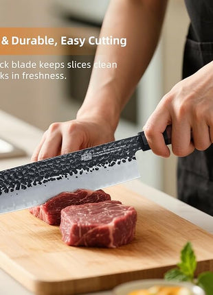 FINDKING Dynasty Series Japanese Nakiri Knife, Professional Vegetable Cleaver, 9Cr18MoV High Carbon Steel Blade, African Rosewood Octagonal Handle, for Shred, Slicing, Mincing, 7 Inches