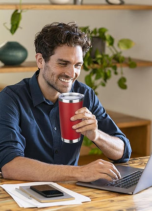 StarSpeed 20oz Tumbler Bulk with Lid, Stainless Steel Insulated Tumblers Double Wall Vacuum Insulated Travel Mug, Powder Coated Coffee Cups for Hot and Cold Drinks(Wine Red,1)