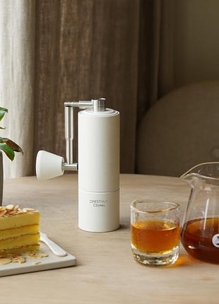 TIMEMORE Chestnut C3S Pro Manual Coffee Grinder, Stainless Steel S2C Conical Burr Coffee Grinder, Hand Coffee Grinder with Foldable Handle, Adjustable Grind Setting for Travel/Camping/Home, White