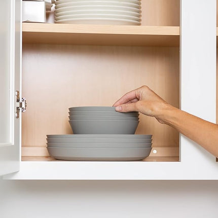 Grow Forward Premium Wheat Straw Plates and Bowls Sets - 8-Piece Wheat Straw Dinnerware Sets - Unbreakable & Reusable Microwave Safe Plastic Dinner Plates for Outdoors, RV, Camping Dishes - Feather