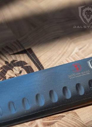 Dalstrong Slicing Carving Knife - 12 inch Granton Edge - Shogun Series - Damascus - Japanese AUS-10V Super Steel Kitchen Knife - Vacuum Treated - Crimson Red ABS Handle - Razor Sharp Knife - w/Sheath