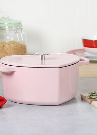 Martha Stewart Heart Shaped 4-Quart Enamel Cast Iron Dutch Oven - Pink