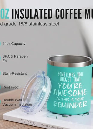 NOWWISH Gifts for Her, Sometimes You Forget You're Awesome Coffee Mug, Inspirational Gifts, Thank You Appreciation Gifts for Coworker, Teacher, Mom, Wife, Sister - Green