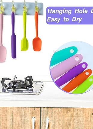 Silicone Spatula Set, 5 Piece Food Grade Rubber Spatulas for Baking, Cooking, and Mixing High Heat Resistant Non Stick Dishwasher Safe BPA-Free (Gray+White)