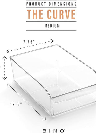 BINO | Plastic Storage Bins, Medium | THE CURVE COLLECTION | Multi-Use Organizer Bins | Storage Containers Kitchen, Pantry and Home Organization | Fridge Organizers | Pantry Organization and Storage