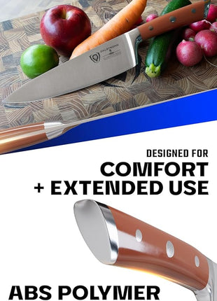 Dalstrong Chef Knife - 8 inch - Gladiator Series - Forged High Carbon German Steel - Orange ABS Handle - Full Tang Kitchen Knife - Cooking Knife - w/Sheath - Razor Sharp Chef's Knife - NSF Certified