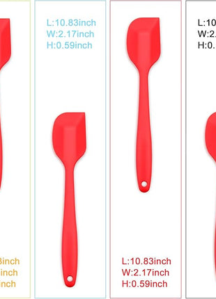 Silicone Spatula 4-piece Set, Heat-Resistant Non-stick Rubber Spatulas with Stainless Steel Core, Red