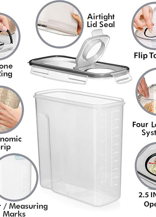 Shazo 2 Pack (6.3L / 213OZ) EXTRA Large Airtight Food Storage Cereal Containers for Bulk Food Storage BPA-Free Plastic Container, Pantry Organization and Canister for Rice, Pasta, Sugar & Flour
