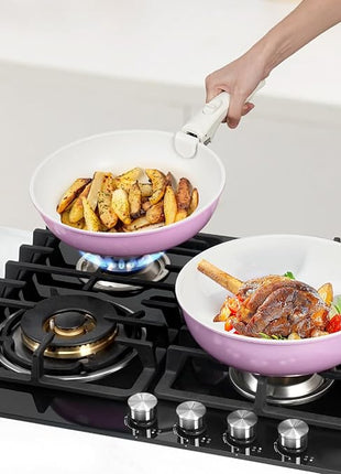 15Pcs Pots and Pans Set Non Stick, Cookware Sets with Detachable Handle, Nonstick RV Kitchen Cooking Tools Removable Handles, Oven Safe, Induction Fast, Stackable Induction Cookware, Pink