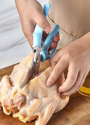 Heavy Duty Poultry Shears - Kitchen Scissors for Cutting Chicken, Poultry, Game, Meat - Chopping Vegetable - Spring Loaded - Blue