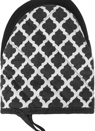 1 Pair Short Oven Mitts, Heat Resistant Silicone Kitchen Mini Oven Mitts for 500 Degrees, Non-Slip Grip Surfaces and Hanging Loop Gloves, Baking Grilling Barbecue Microwave Machine Washable