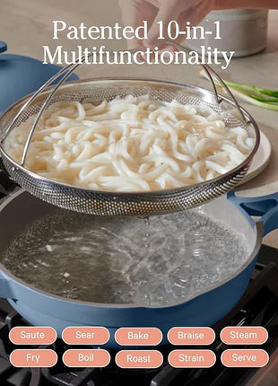 Our Place Always Pan 2.0-10.5” (2.6 Qt) Nonstick, Toxin-Free Ceramic Cookware | Patented 10-in-1 Aluminum Frying & Sauté Pan | Safe for Oven, Induction & All Cooktops up to 450°F | Blue Salt
