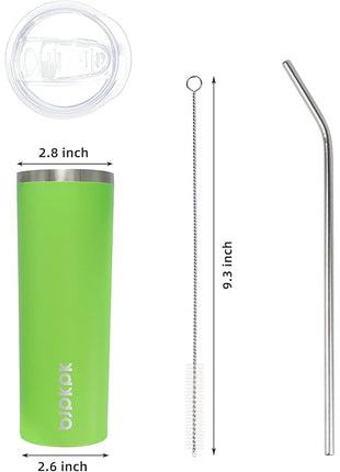 BJPKPK 20 oz Skinny Tumbler With Lid Insulated Travel Coffee Mug Stainless Steel Sublimation Water Tumblers Cup,Green