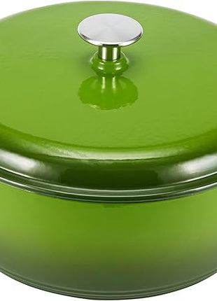 Amazon Basics Cast Iron Dutch Oven Pot with Lid, Enameled, Round, Dual Handles, Heavy-Duty, Medium, 6-Quart, Green